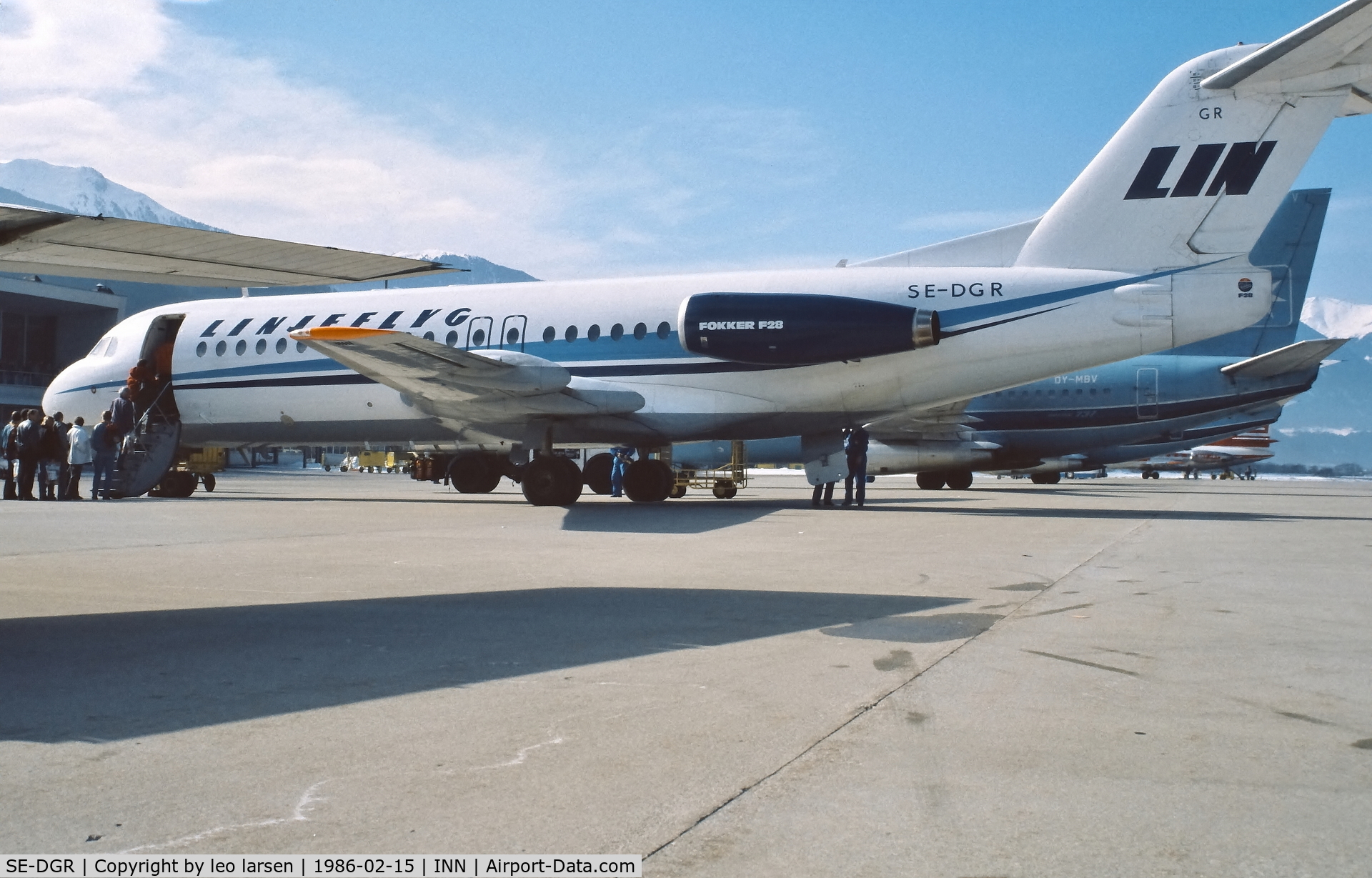 SE-DGR, 1983 Fokker F-28-4000 Fellowship C/N 11204, Innsbruck 15.2.1986