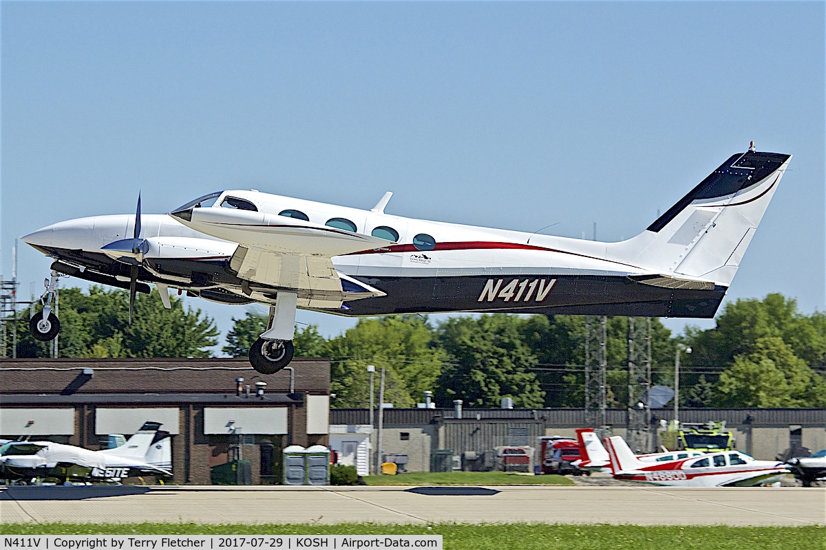 N411V, 1973 Cessna 340 C/N 340-0250, at 2017 EAA AirVenture at Oshkosh