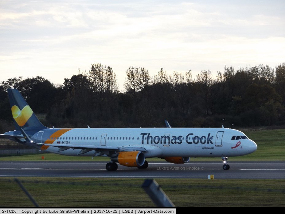 G-TCDJ, 2015 Airbus A321-211 C/N 6526, Awaiting departure from Birmingham Airport.