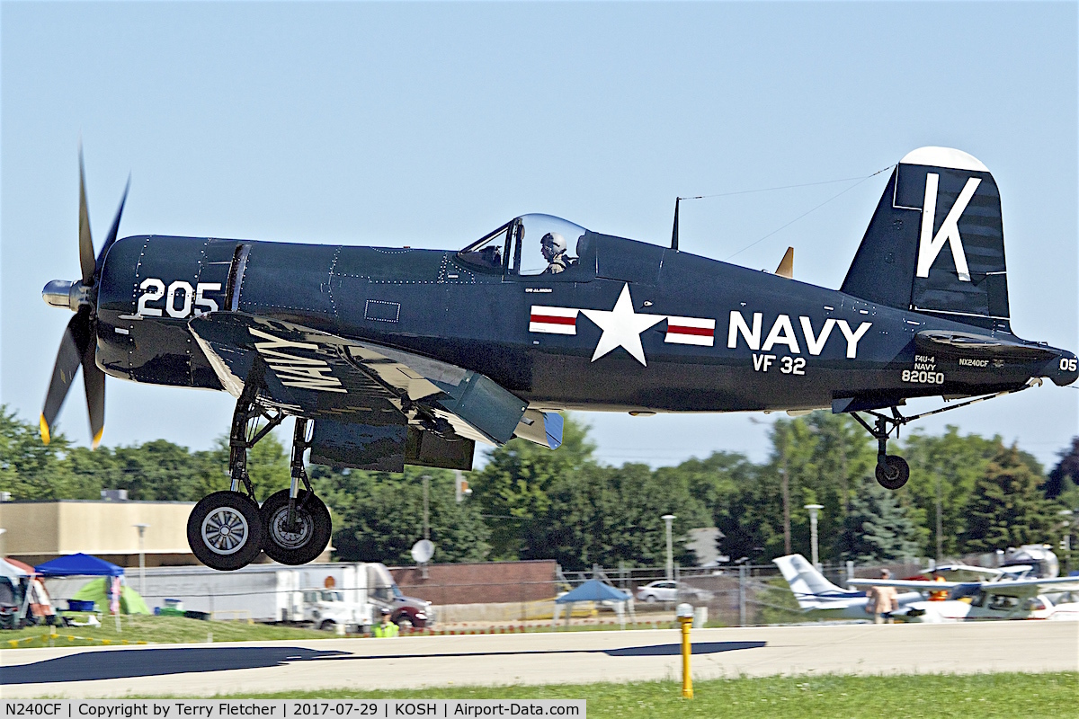 N240CF, 1945 Vought F4U-4 Corsair C/N 9513, at 2017 EAA AirVenture at Oshkosh