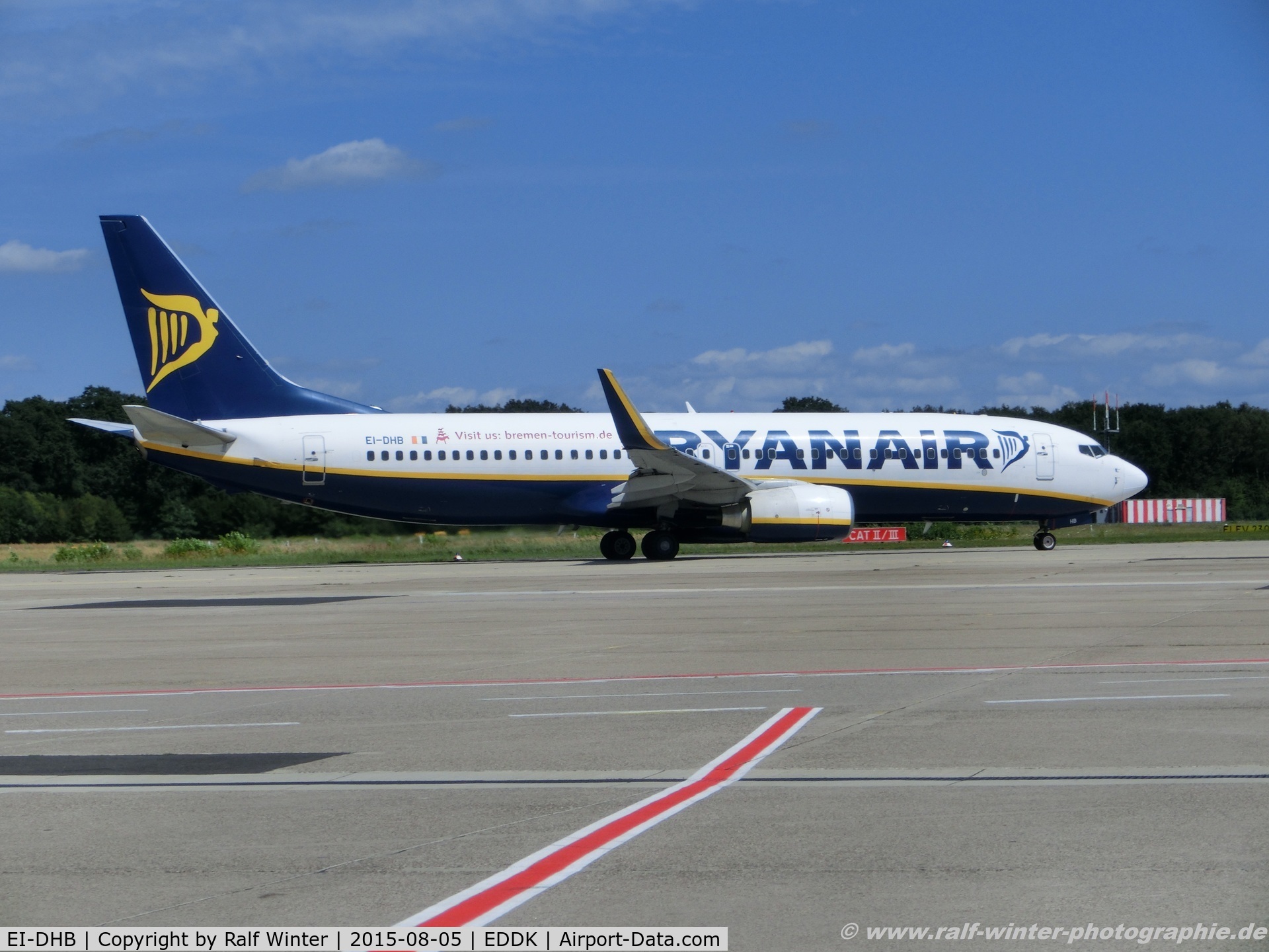 EI-DHB, 2005 Boeing 737-8AS C/N 33572, Boeing 737-8AS(W) - FR RYR Ryan Air 'Bremen-Tourist' - 33572 - EI-DHB - 05.08.2015 - CGN