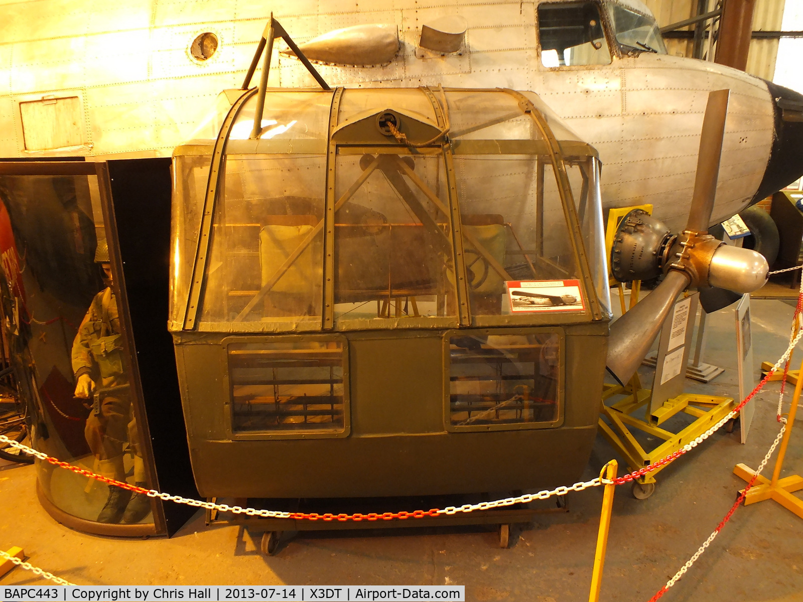 BAPC443, WACO CG-4A Hadrian Cockpit Reproduction C/N BAPC.443, Waco Hadrian cockpit replica used in film 'Saving Private Ryan' preserved at the South Yorkshire Aircraft Museum, AeroVenture, Doncaster