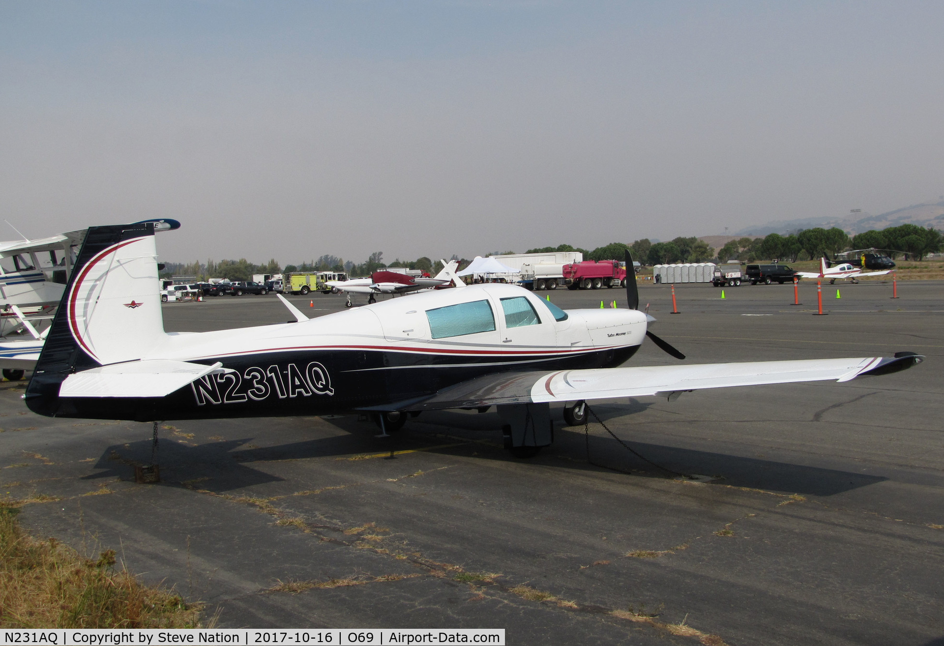 N231AQ, 1979 Mooney M20K C/N 25-0103, Teodoro Financial Group (Mill Valley, CA) 1979 Mooney M20K @ its temporary Petaluma Municipal Airport, CA home while Novato Municipal Airport, CA home base runway is resurfaced