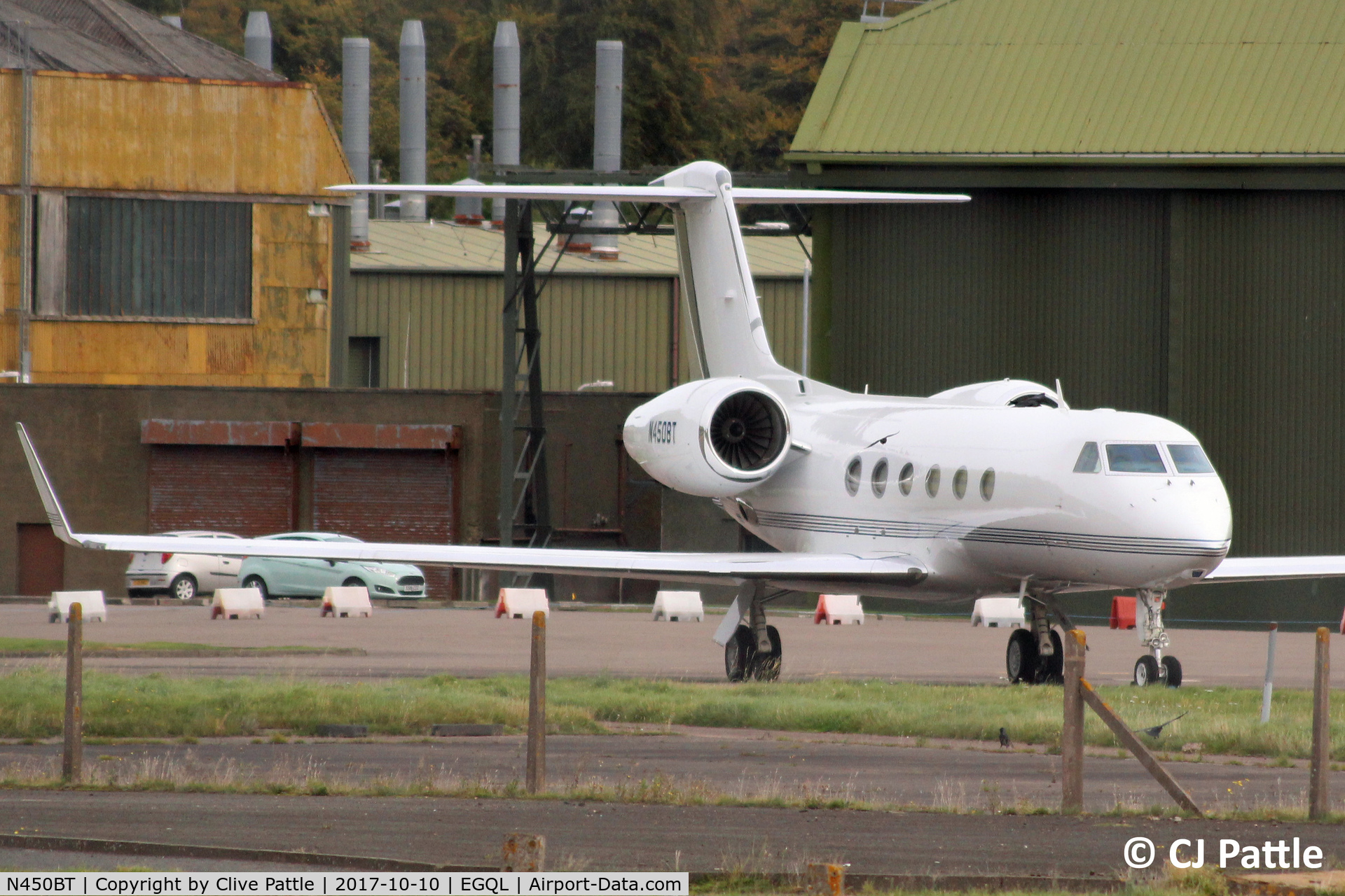 N450BT, 2016 Gulfstream Aerospace GIV-X (G450) C/N 4065, Pictured on the ramp at the former RAF Leuchars, for the nearby Dunhill Links Golf Championships at St Andrews.
