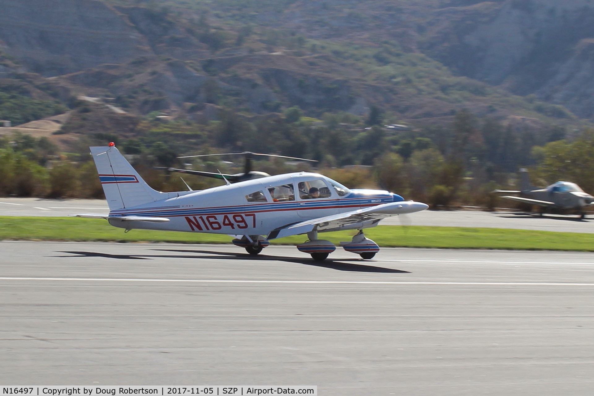 N16497, 1973 Piper PA-28-235 Cherokee Charger C/N 28-7310101, 1973 Piper PA-28-235 CHARGER, Lycoming O-540-D4B5 235 Hp, Young Eagles flight, landing roll Rwy 22