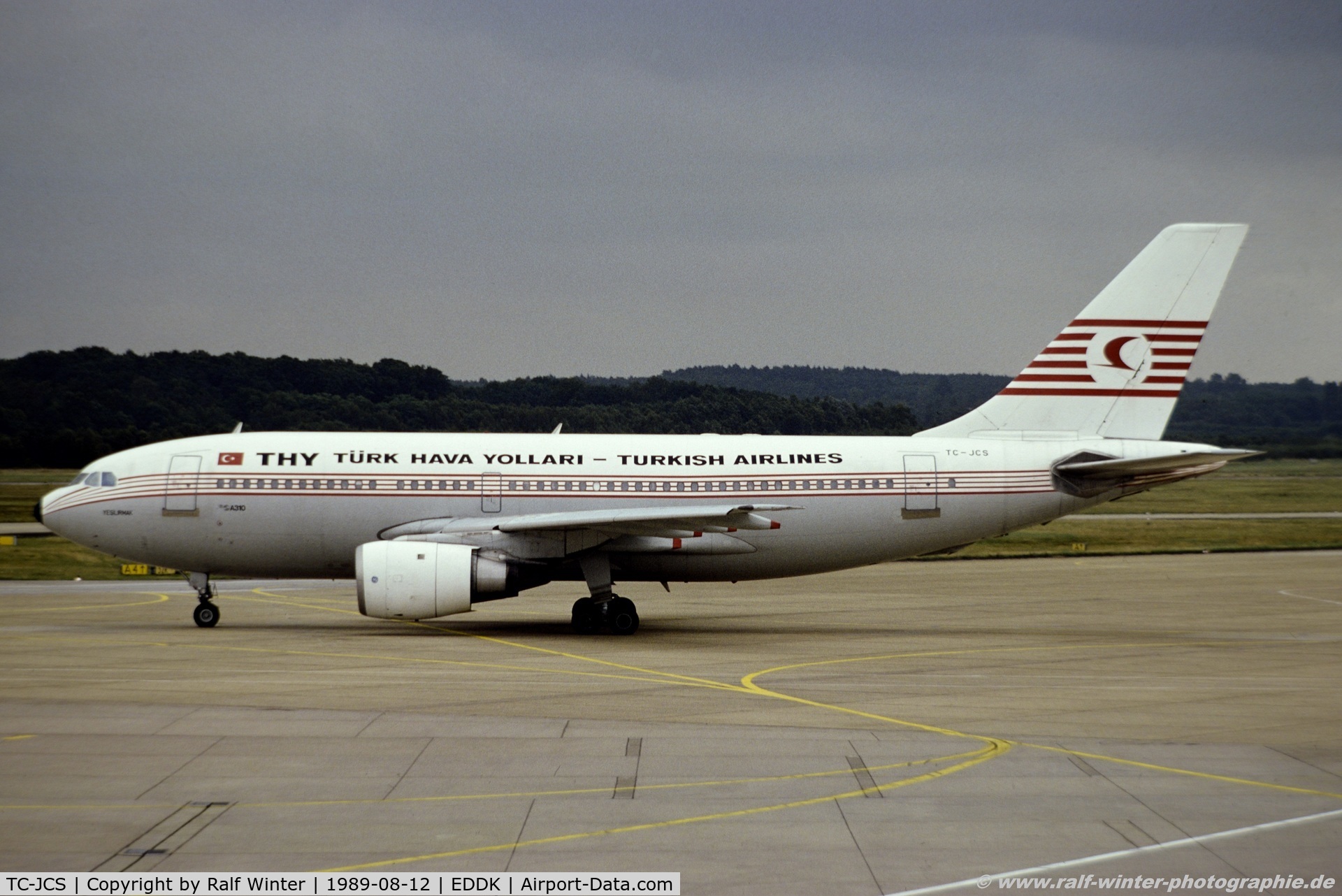 TC-JCS, 1986 Airbus A310-203 C/N 389, Airbus A310-203 - TK THY THY Turkish Airlines 'Yeslirmak' - 389 - TC-JCS -12.08.1989 - CGN