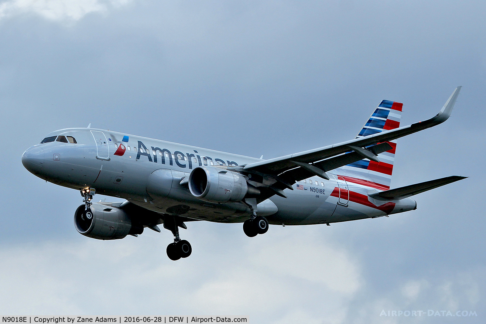 N9018E, 2014 Airbus A319-112 C/N 6150, Arriving at DFW Airport