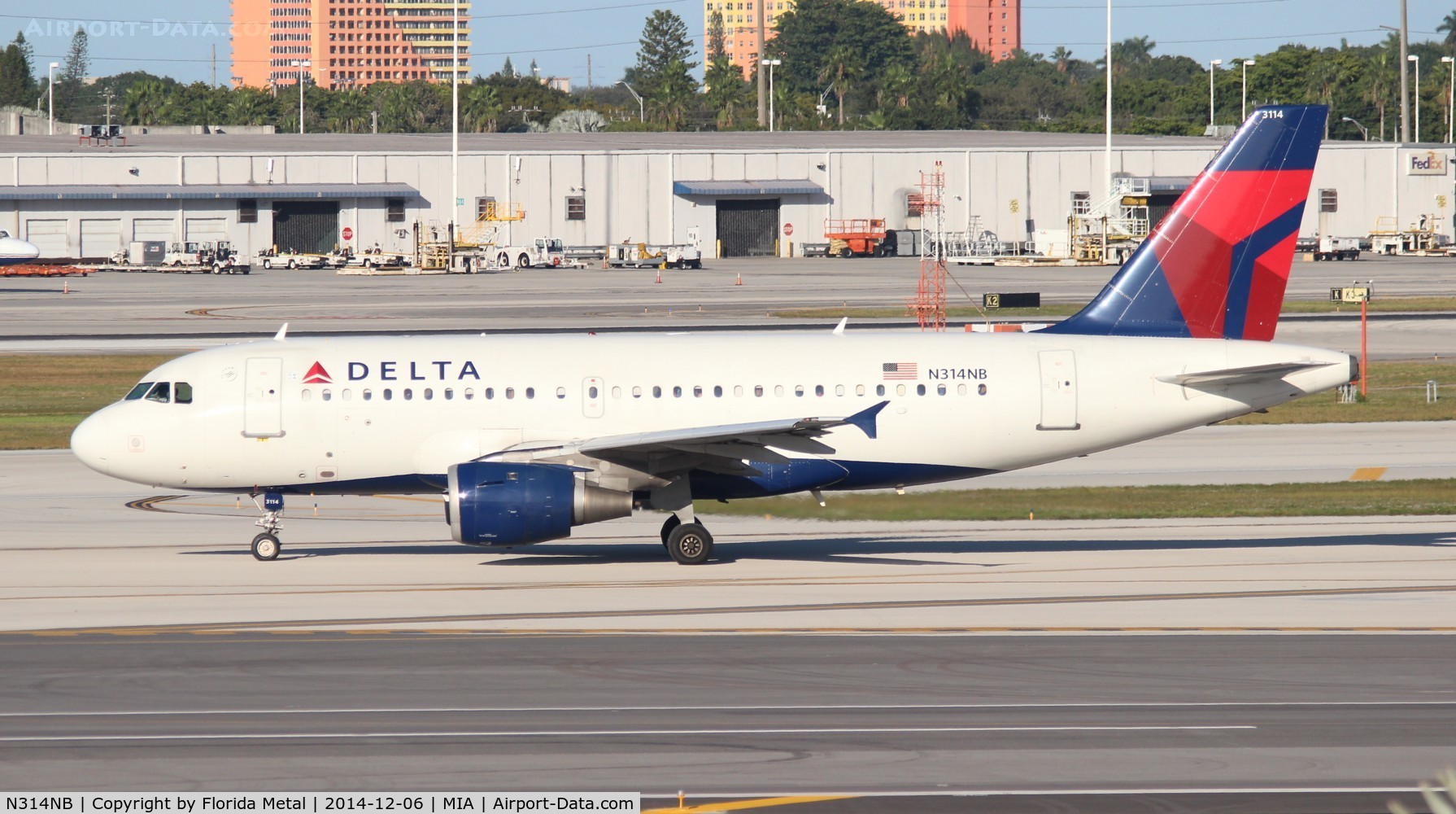 N314NB, 2000 Airbus A319-114 C/N 1191, Delta