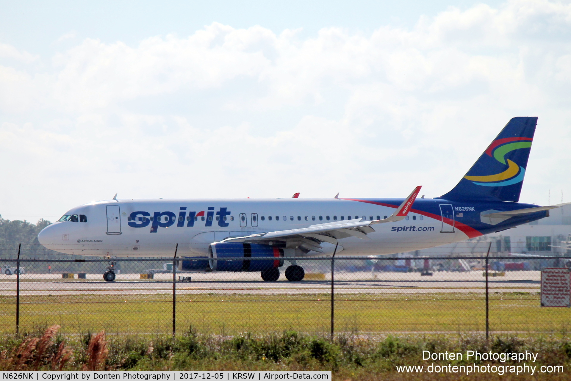 N626NK, 2014 Airbus A320-232 C/N 5999, Spirit Flight 937 (N626NK) arrives on Runway 6 at Southwest Florida International Airport following flight from Boston-Logan International Airport