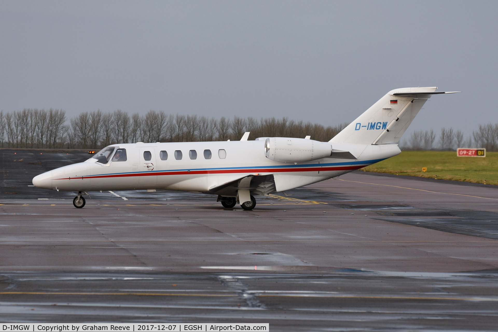 D-IMGW, 2012 Cessna 525A CitationJet CJ2+ C/N 525A-0498, Just landed at Norwich.