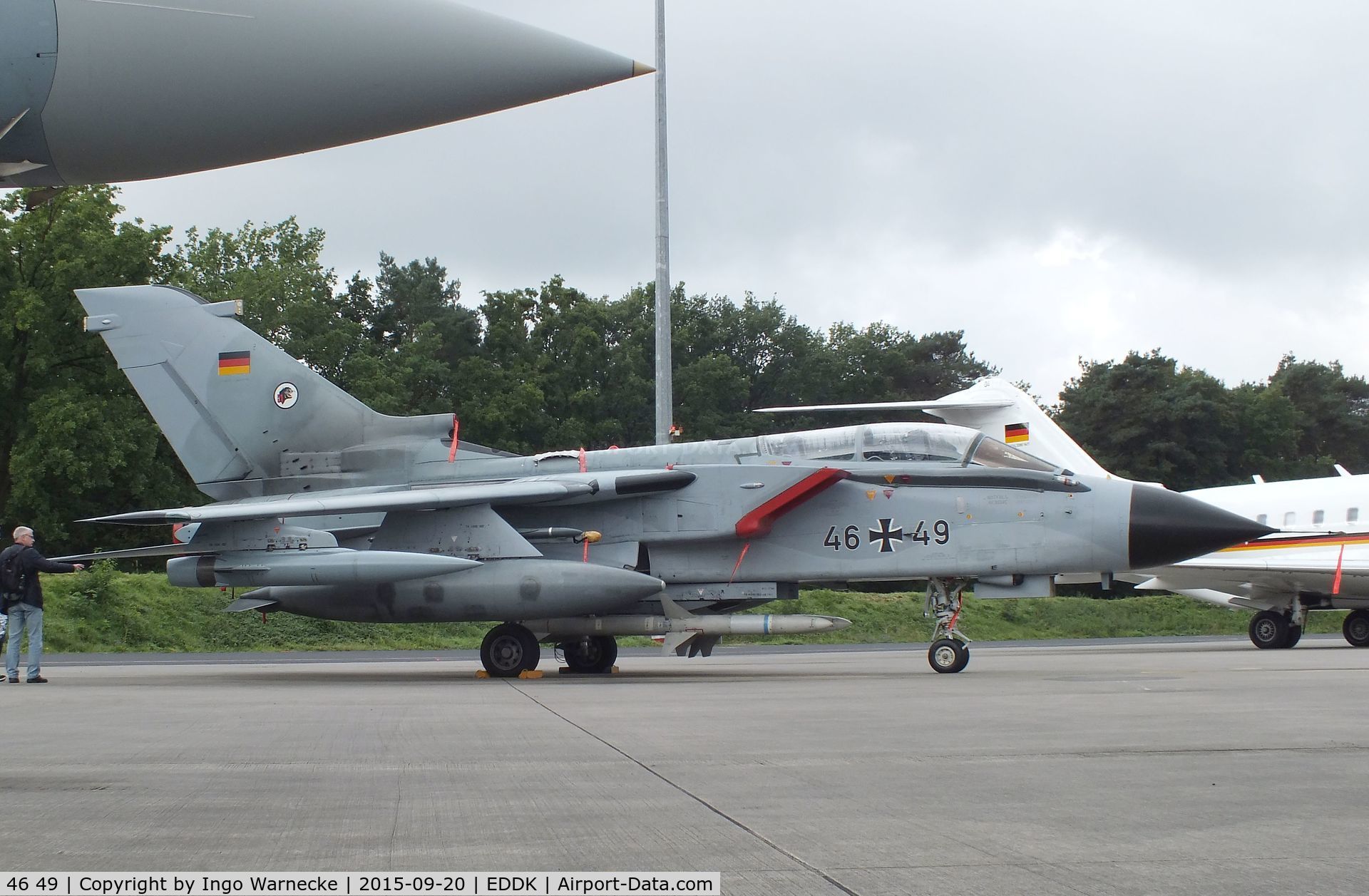 46 49, Panavia Tornado ECR C/N 884/GS282/4349, Panavia Tornado ECR of the Luftwaffe (German Air Force) at the DLR 2015 air and space day on the side of Cologne airport