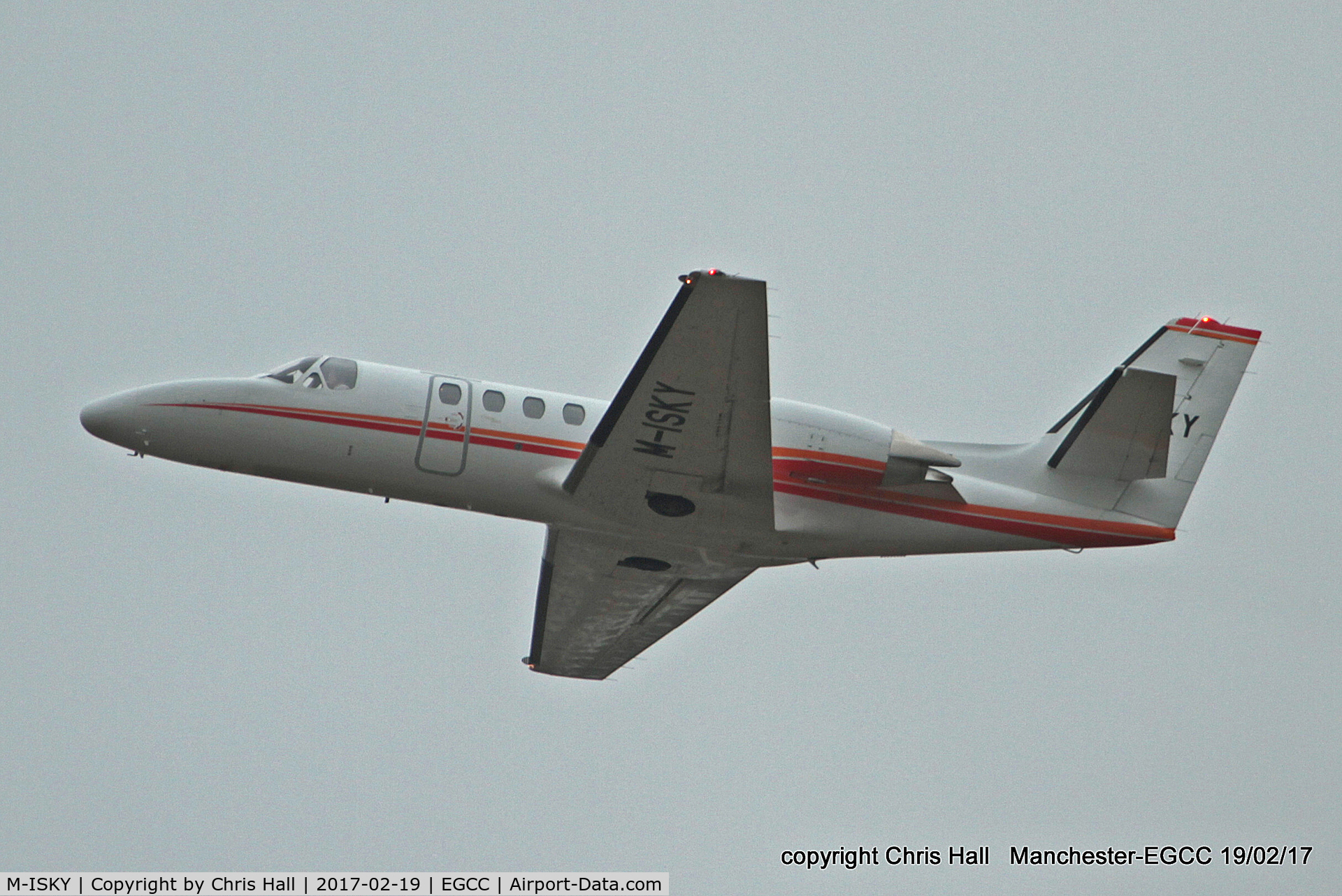 M-ISKY, 1999 Cessna 550 Citation Bravo C/N 550-0870, departing from Manchester
