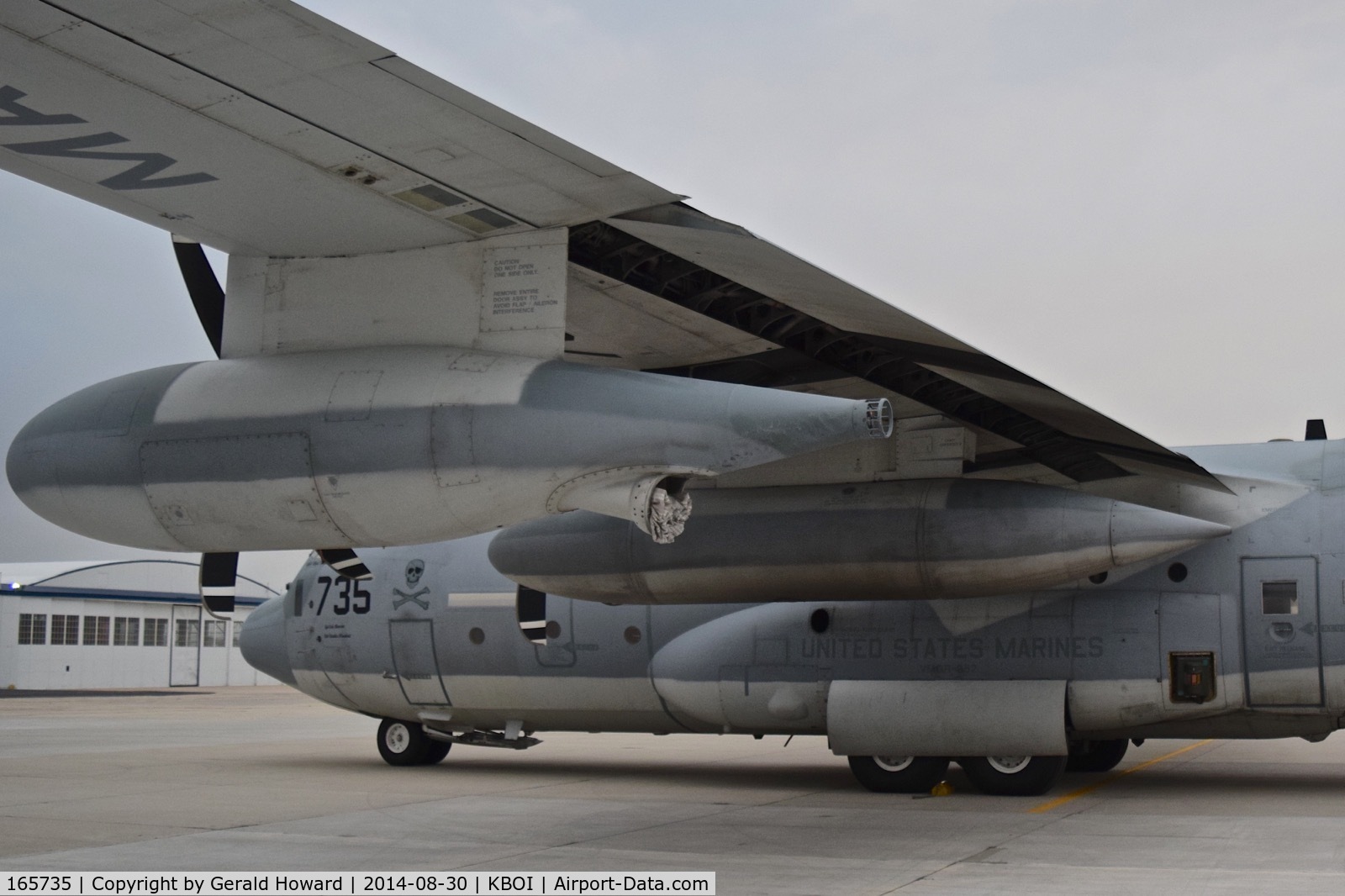 165735, 1998 Lockheed Martin KC-130J Harvest Hawk Hercules C/N 382-5488, Air refueling pod.  VMGR 352, NAS Miramar, CA
