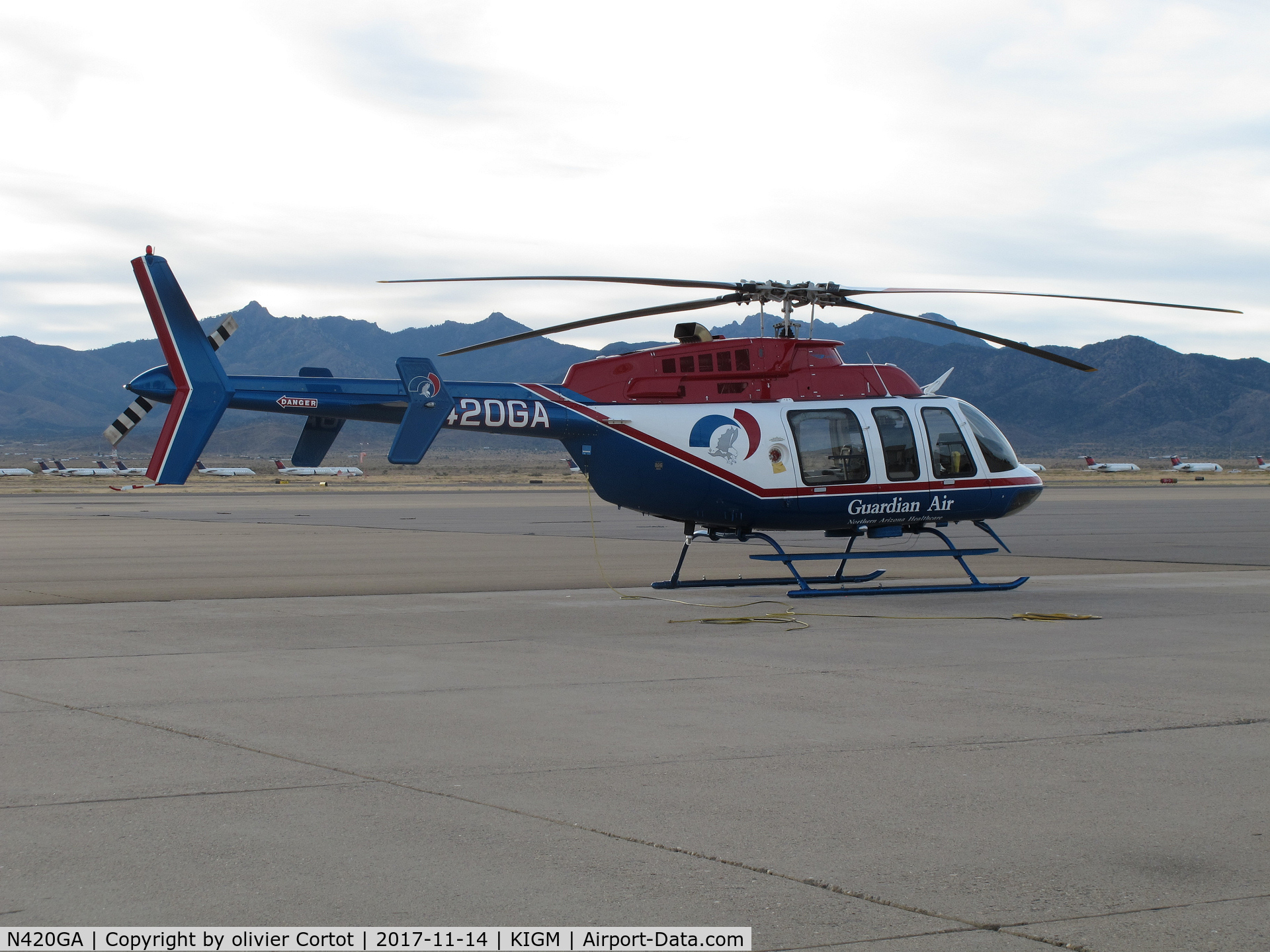 N420GA, Bell 407 C/N 54066, kingman airport