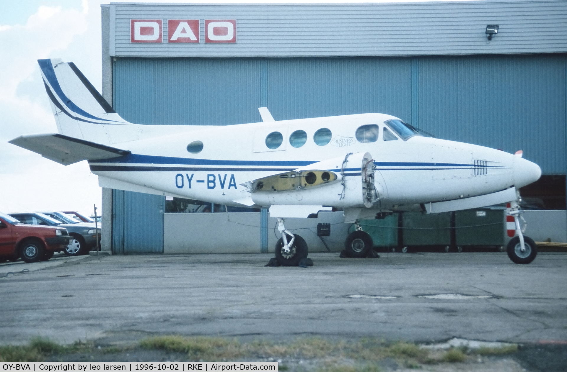 OY-BVA, 1965 Beech 90 King Air C/N LJ-68, Roskilde 2.10.96 now as Engine Test Bed