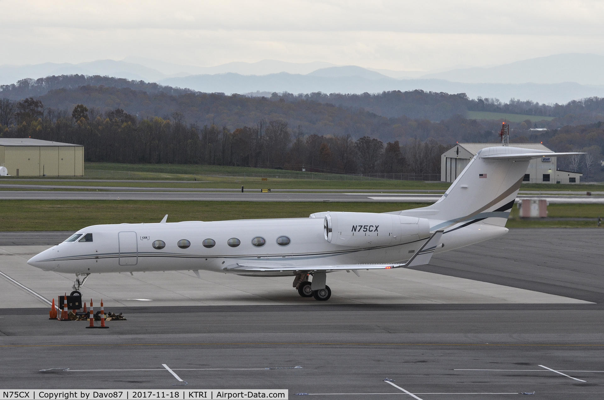 N75CX, 2013 Gulfstream Aerospace GIV-X (G450) C/N 4296, Parked at Tri-Cities Airport (KTRI) in Blountville, TN.