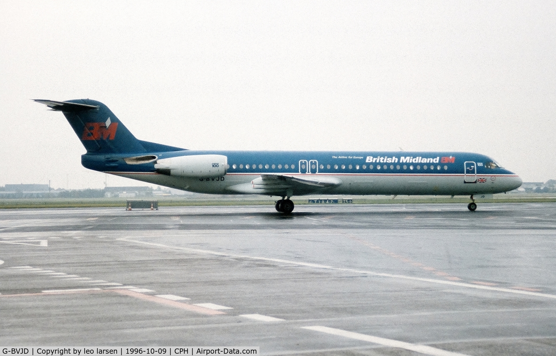 G-BVJD, 1994 Fokker 100 (F-28-0100) C/N 11503, Copenhagen 9.10.1996