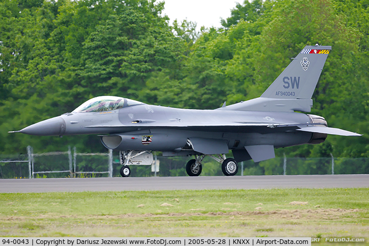 94-0043, 1994 Lockheed F-16CM Fighting Falcon C/N CC-197, F-16CJ Fighting Falcon 94-0043 SW from 77th FS 