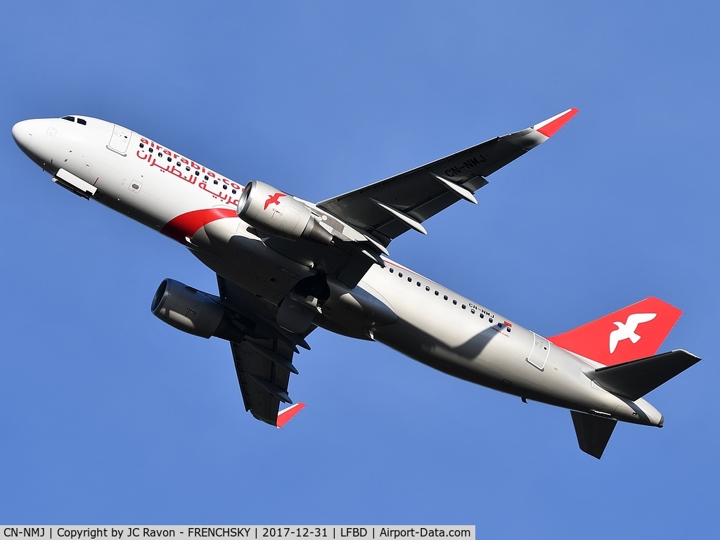 CN-NMJ, 2015 Airbus A320-214 C/N 6896, take off runway 23 Air Arabia 3O366 to FES