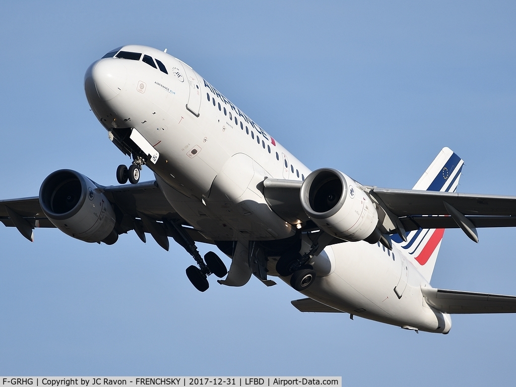 F-GRHG, 1999 Airbus A319-111 C/N 1036, take off runway 23 AF6277 to Paris Orly