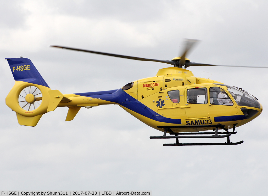 F-HSGE, 2003 Eurocopter EC-135T-2 C/N 0311, Departing from General Aviation area...