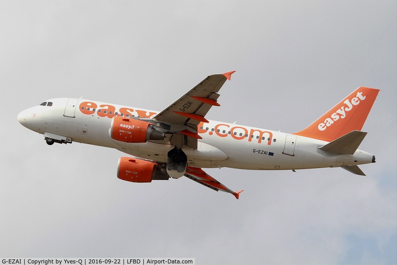 G-EZAI, 2006 Airbus A319-111 C/N 2735, Airbus A319-111, Take off rwy 23, Bordeaux Mérignac airport (LFBD-BOD)