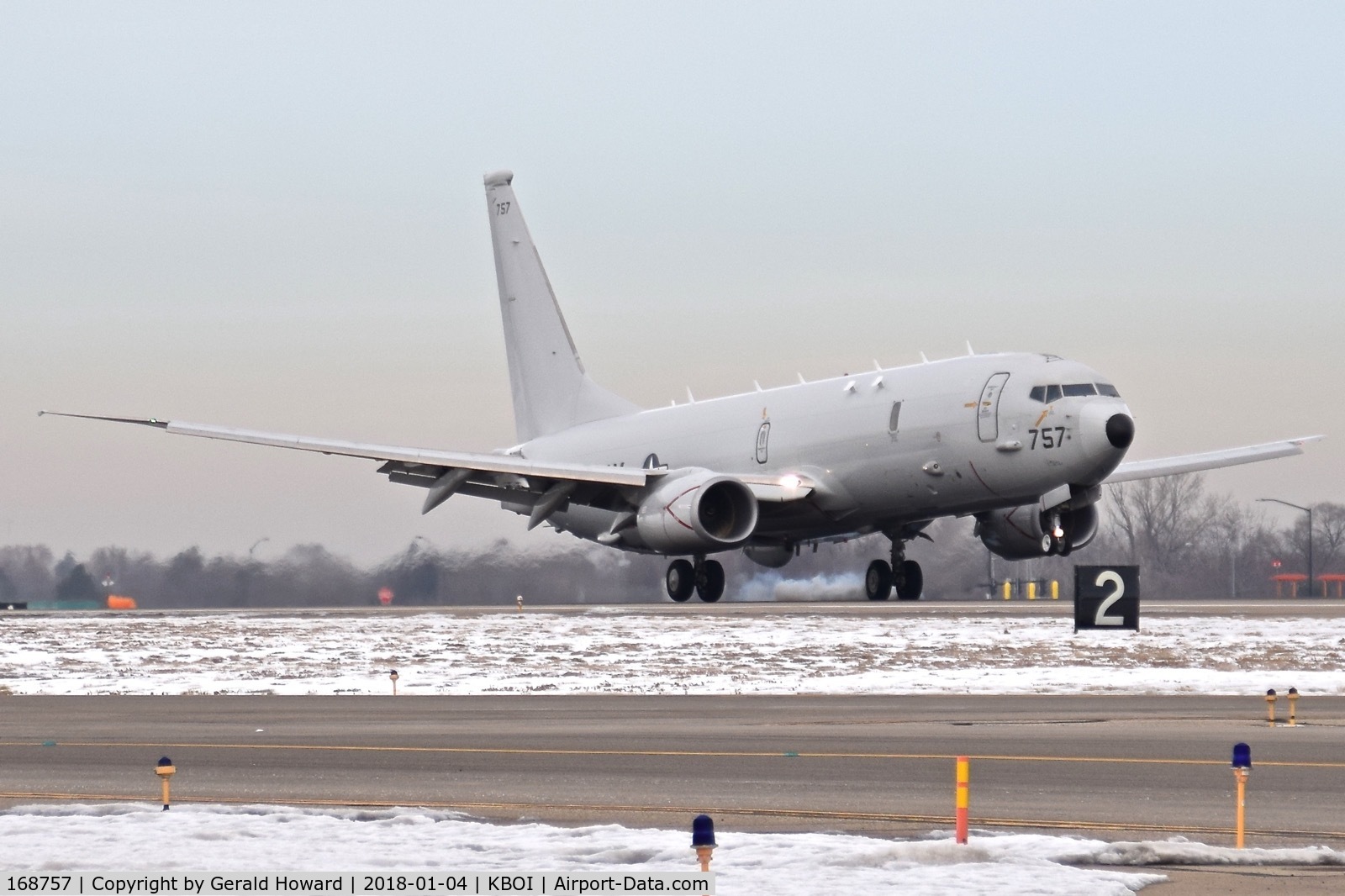 168757, 2014 Boeing P-8A Poseidon C/N 42253, Touch down on RWY 10R. Performed numerous touch & goes. VP-4 