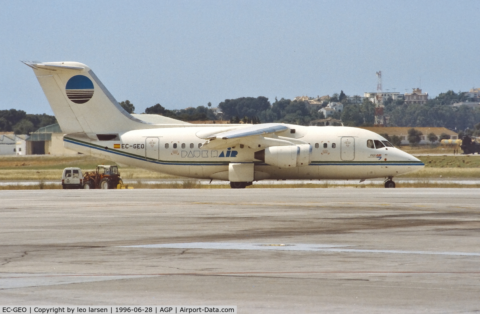 EC-GEO, 1983 British Aerospace BAe.146-100 C/N E1007, Malaga 28.6.1996.Crashed in Mediterranean Sea ofthe coast of Maorocco 25.9.98