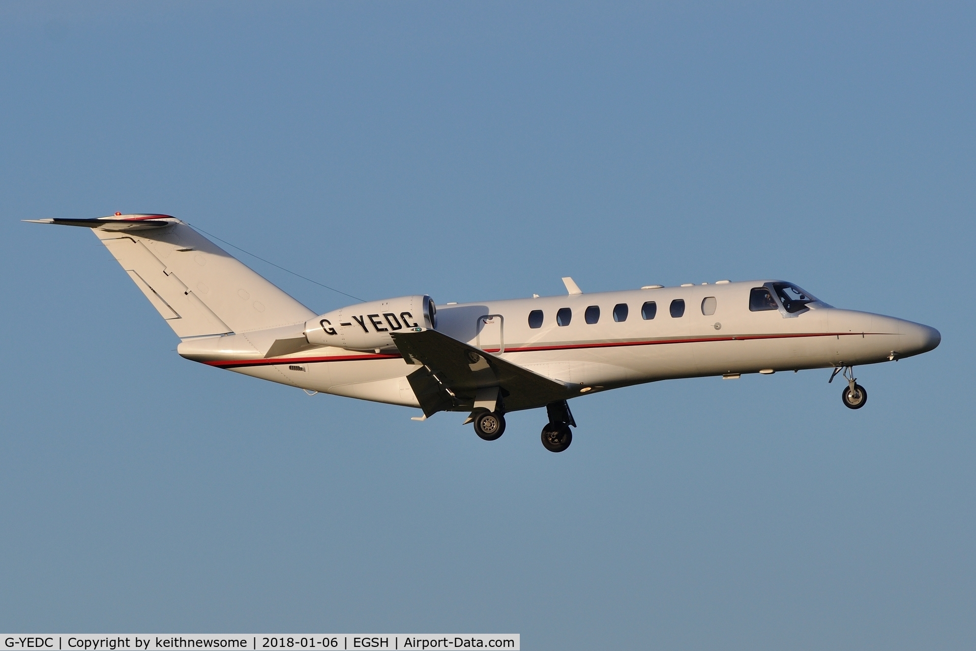 G-YEDC, 2007 Cessna 525B CitationJet CJ3 C/N 525B-0162, Landing at Norwich from Stansted.