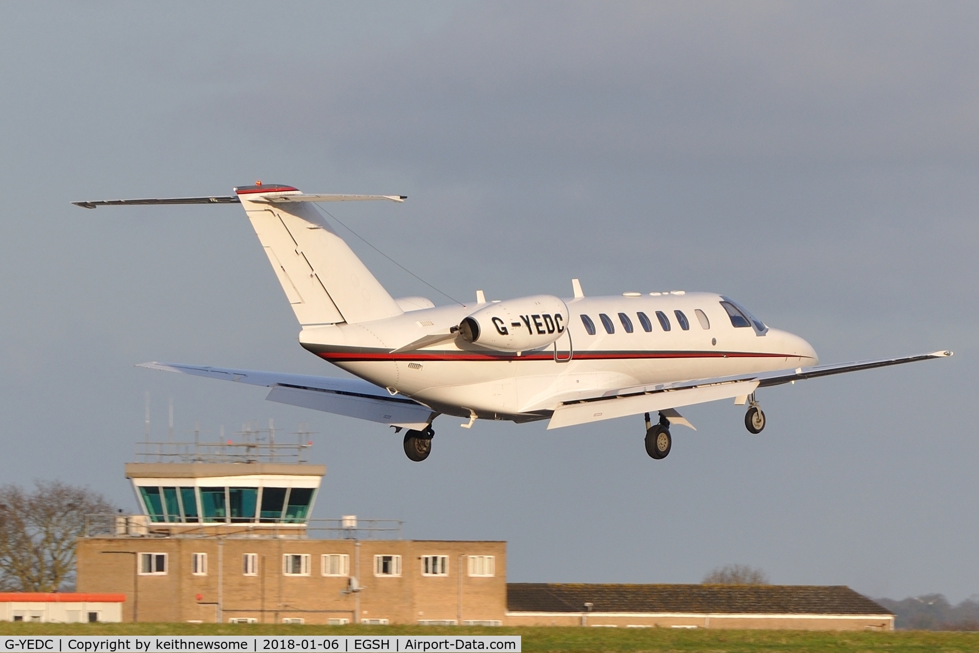 G-YEDC, 2007 Cessna 525B CitationJet CJ3 C/N 525B-0162, Landing at Norwich from Stansted.
