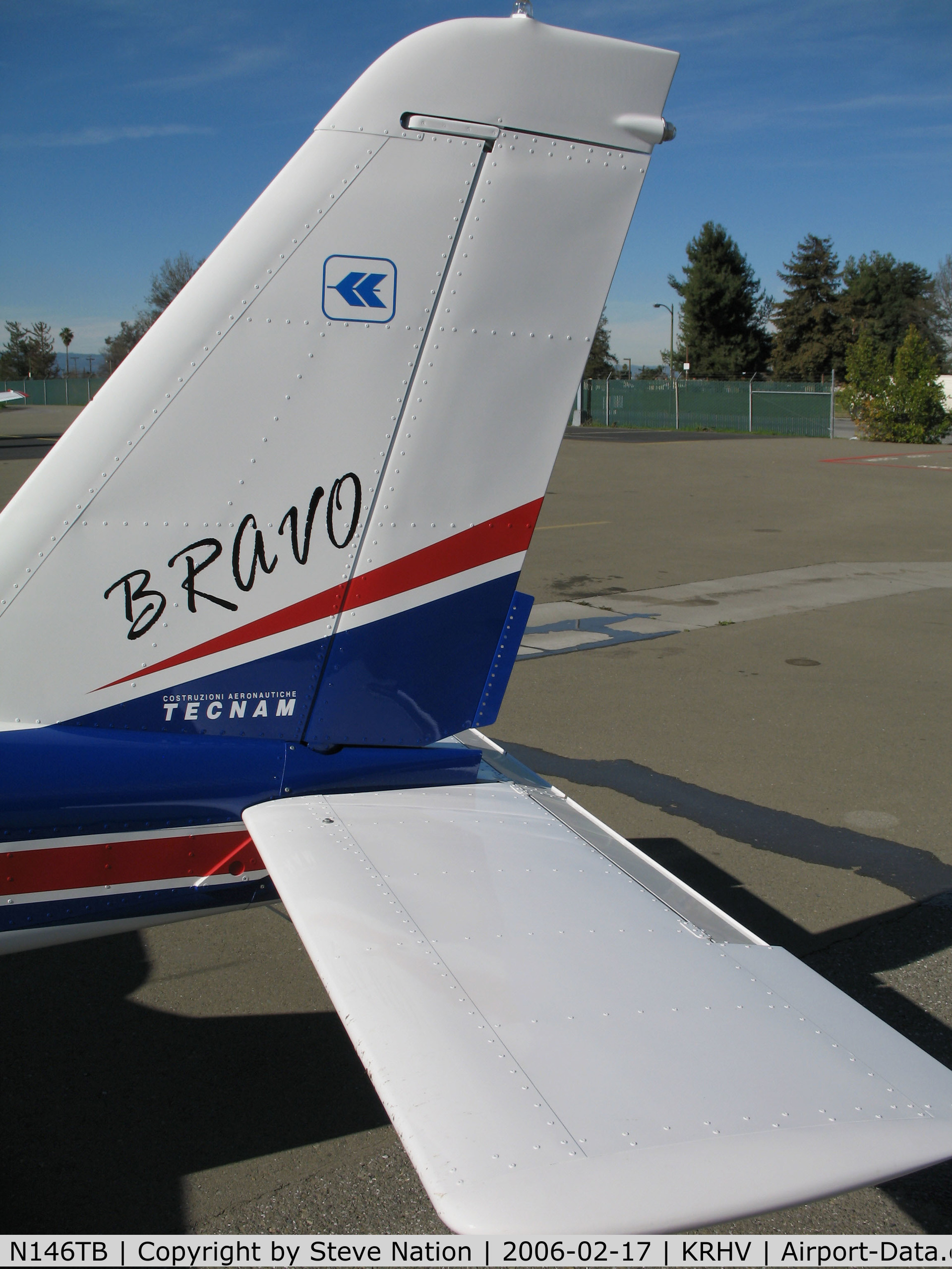N146TB, 2006 Tecnam P-2004 Bravo C/N 071, Close-up tail of newly imported 2006 Tecnam P-2004 Bravo light sport @ Reid-Hillview Airport (San Jose), CA