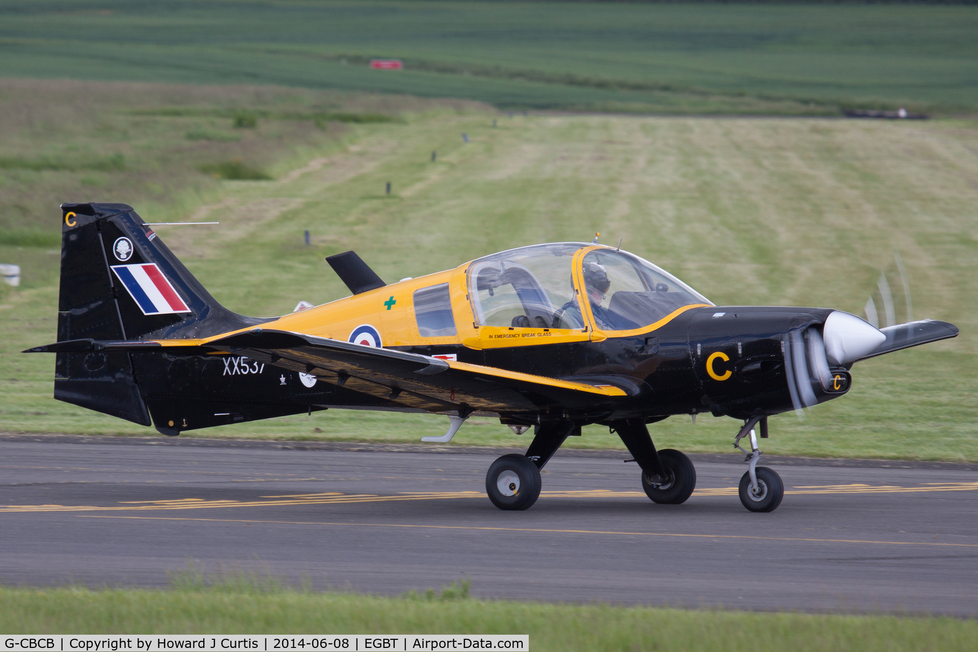 G-CBCB, 1973 Scottish Aviation Bulldog T.1 C/N BH.120/223, Painted as XX537/C. At the Chip and Dog meet, 2014.