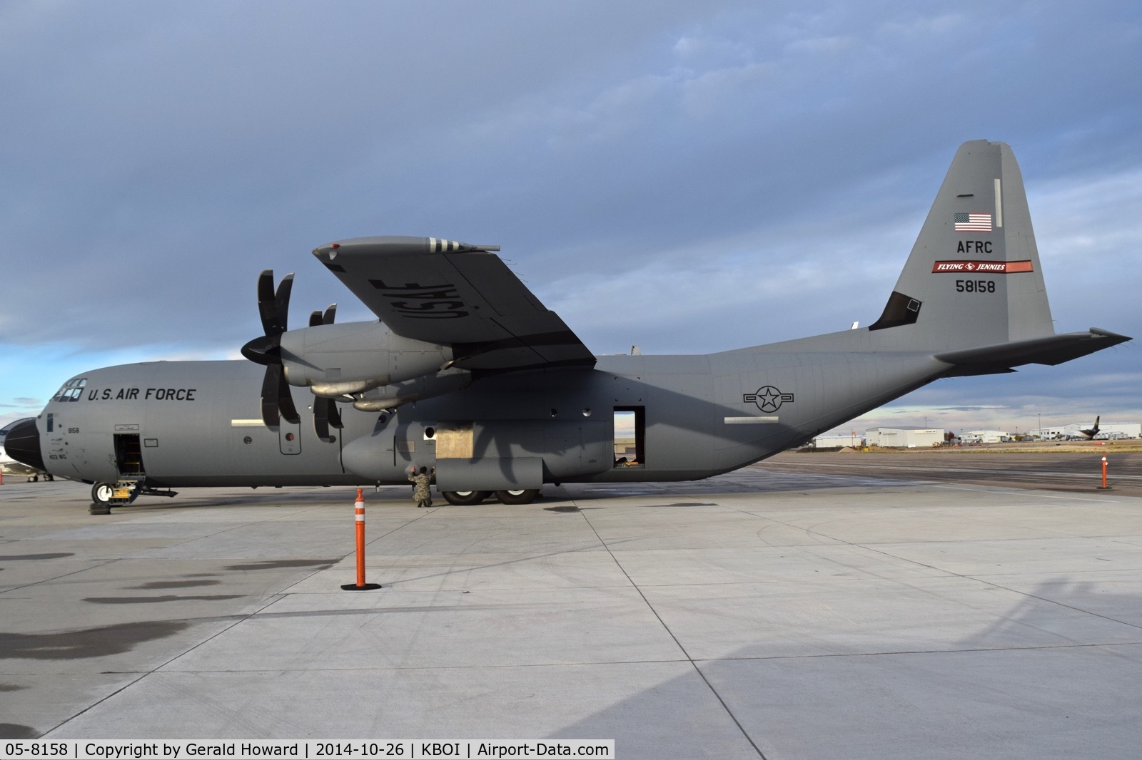 05-8158, 2005 Lockheed Martin C-130J-30 Super Hercules C/N 382-5573, Parked on the south GA ramp.  815th Airlift Sq. 