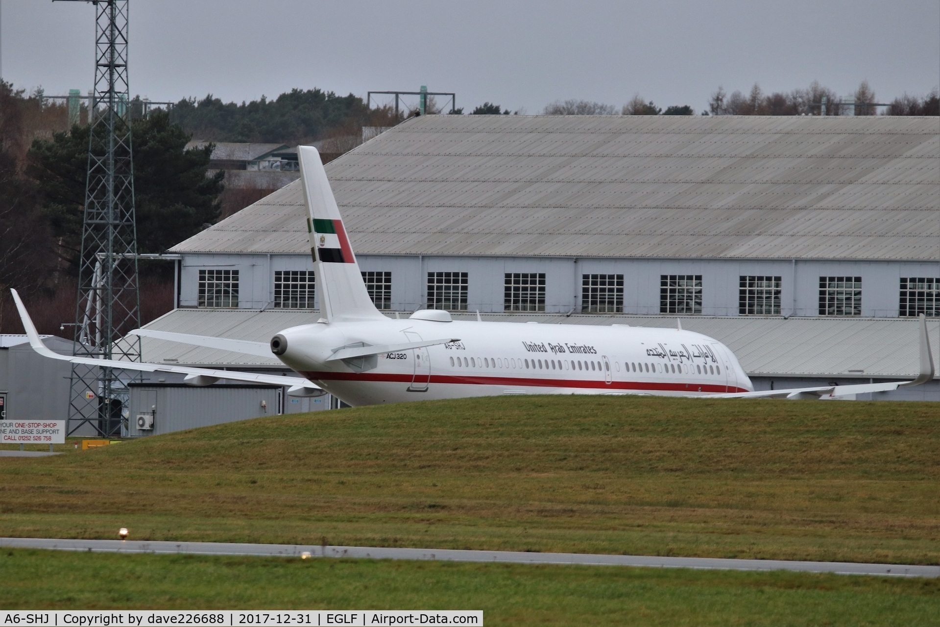 A6-SHJ, 2015 Airbus A320-232XL Prestige C/N 6659, A320 of Ruler's Flight Sharjah overnighting on new years eve 2017 at Farnborough