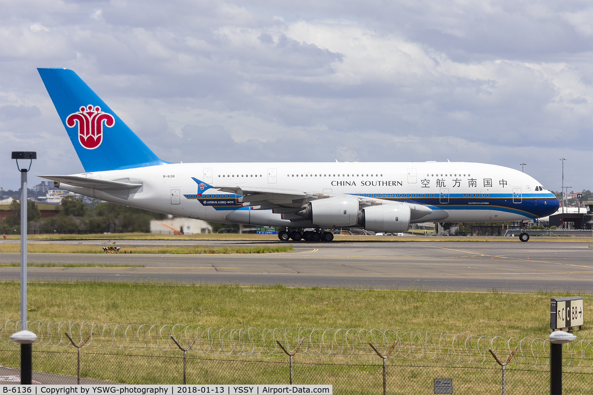 B-6136, 2011 Airbus A380-841 C/N 031, China Southern Airlines (B-6136) Airbus A380-841 departing Sydney Airport