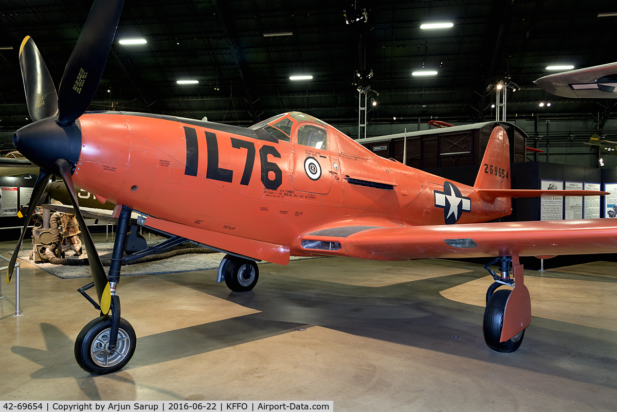42-69654, Bell P-63E C/N Not found 42-69654, On display at the National Museum of the U.S. Air Force.  This Kingcobra is painted as an RP-63A manned target aircraft for aerial gunnery practice.
