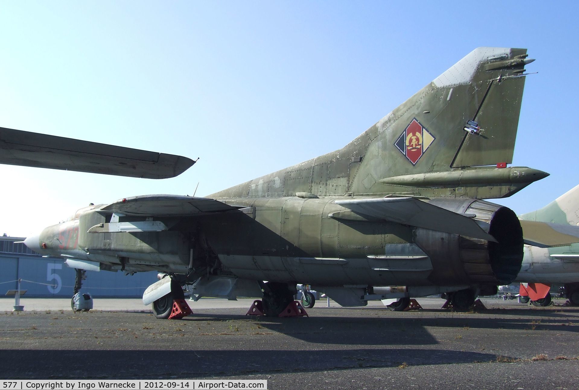577, Mikoyan-Gurevich MiG-23MF C/N 0390213299, Mikoyan i Gurevich MiG-23MF FLOGGER-B at the Luftwaffenmuseum, Berlin-Gatow