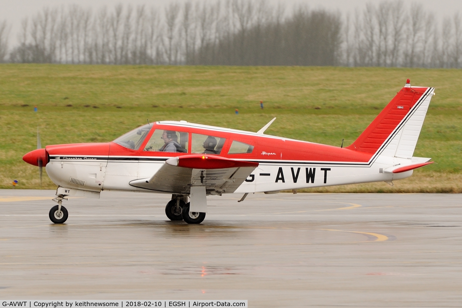 G-AVWT, 1968 Piper PA-28R-180 Cherokee Arrow C/N 28R-30362, Arriving at Norwich from Cambridge.