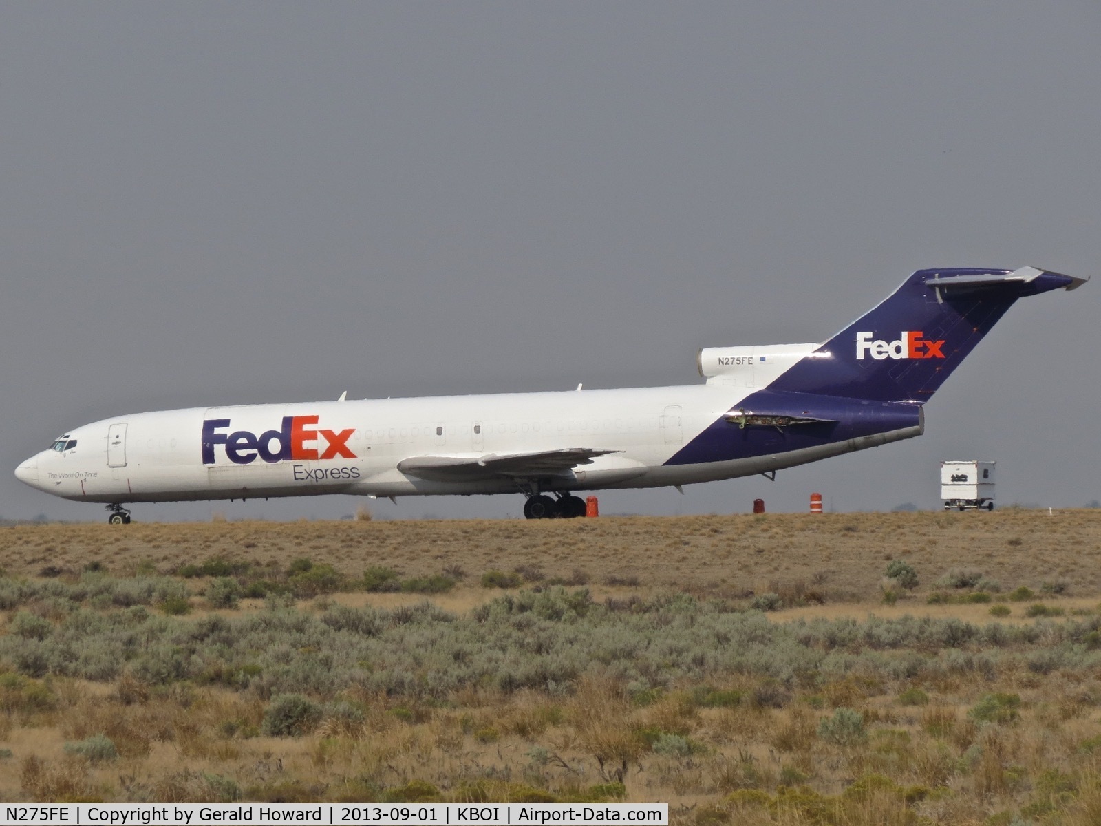 N275FE, 1980 Boeing 727-233F C/N 22040, ARFF training aircraft donated by Fed Ex. parked at the east end of the Idaho ANG assault strip located southeast of the airport.