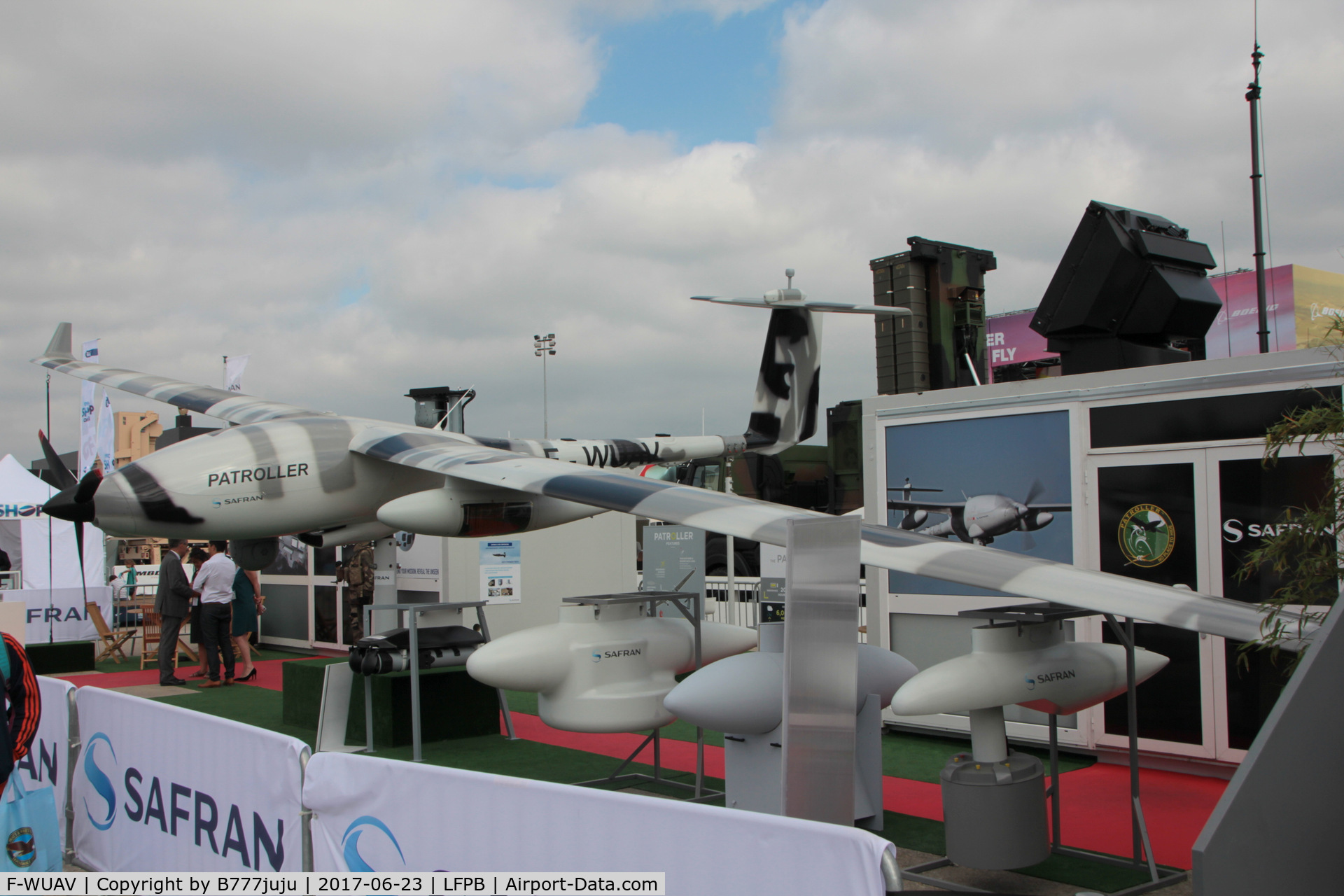 F-WUAV, 2009 Sagem S15 UAV Patroller V1 C/N 005, on display at SIAE 2017