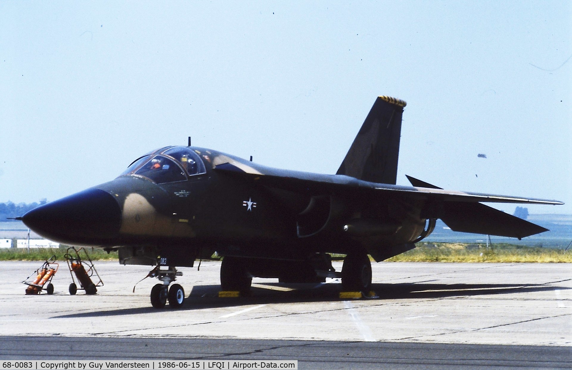68-0083, 1968 General Dynamics F-111E Aardvark C/N A1-262, USAF F-111E 68-0083 @ LFQI Nato Tiger Meet june 1986