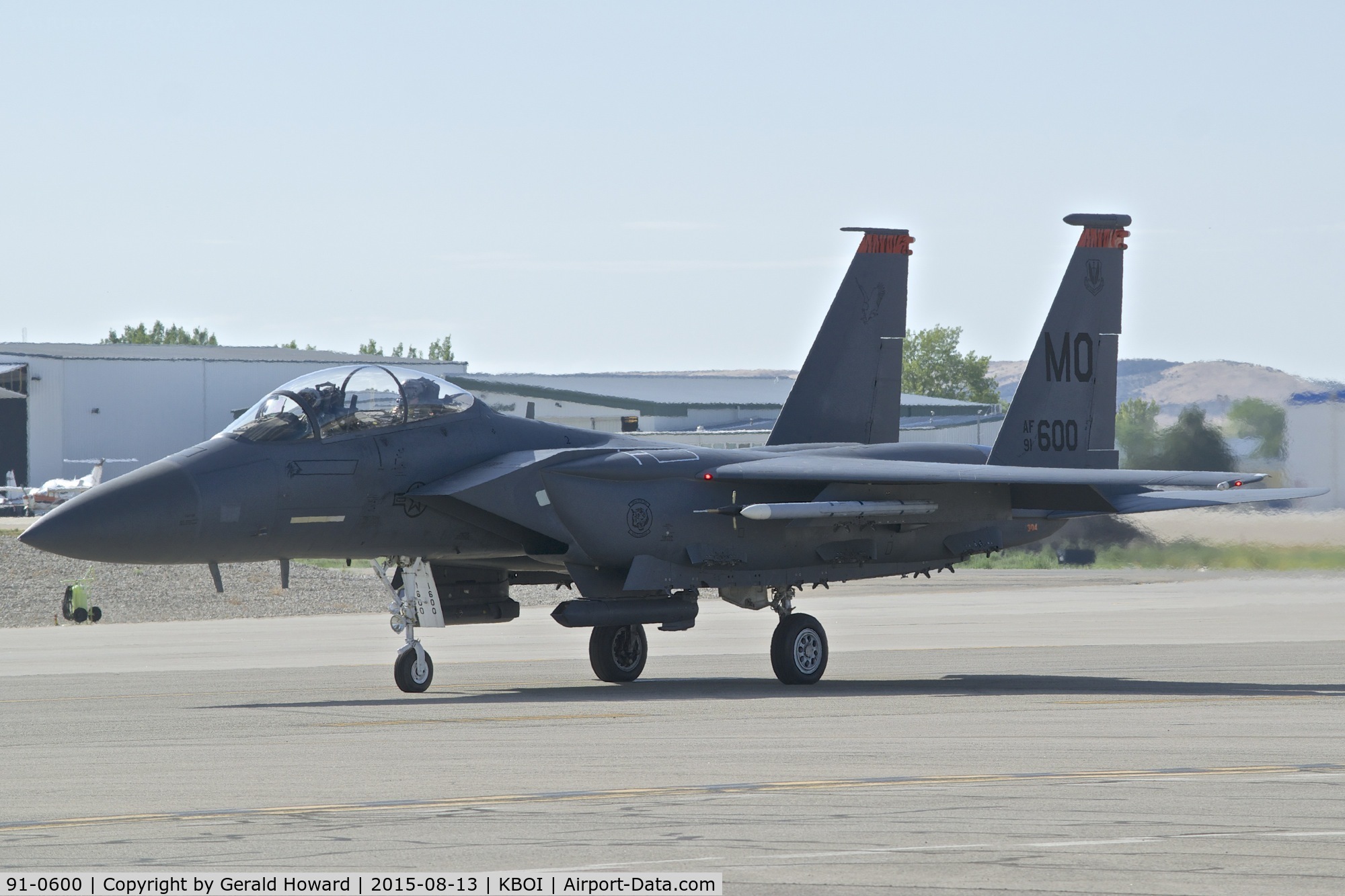 91-0600, 1991 McDonnell Douglas F-15E Strike Eagle C/N 1243/E201, Taxiing to RWY 10R. 391st Fighter Sq. 