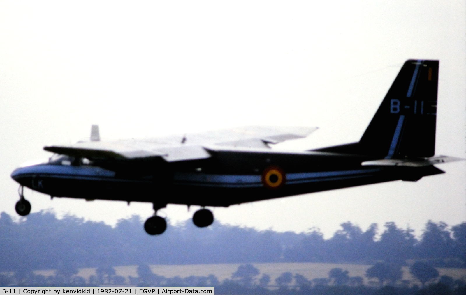 B-11, 1976 Britten-Norman BN-2A-21 Islander C/N 549, Arriving at Middle Wallop.
