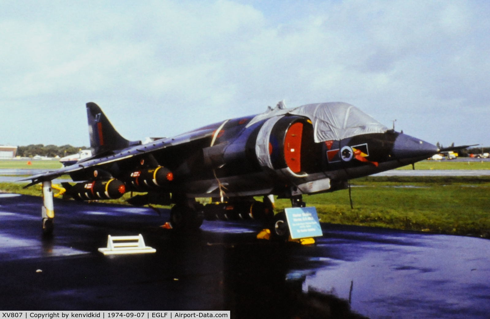 XV807, 1971 Hawker Siddeley Harrier GR.3 C/N 712057, At the 1974 SBAC show, copied from slide.