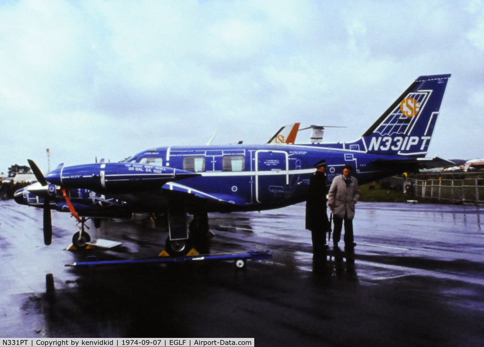 N331PT, 1974 Piper PA-31T Cheyenne C/N 31T-7400004, At the 1974 SBAC show, copied from slide.