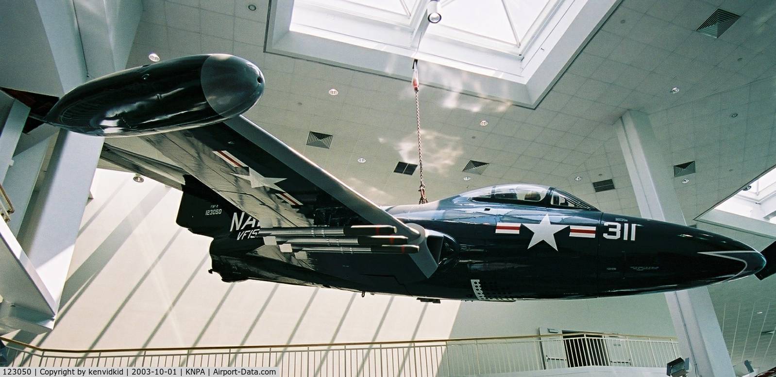 123050, Grumman F9F-2 Panther C/N K-65, On display at the Museum of Naval Aviation, Pensacola.
