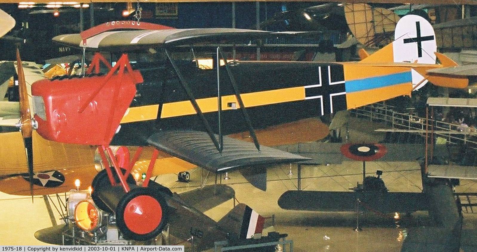 1975-18, Fokker D.VII Replica C/N Not found 1975-18, On display at the Museum of Naval Aviation, Pensacola.