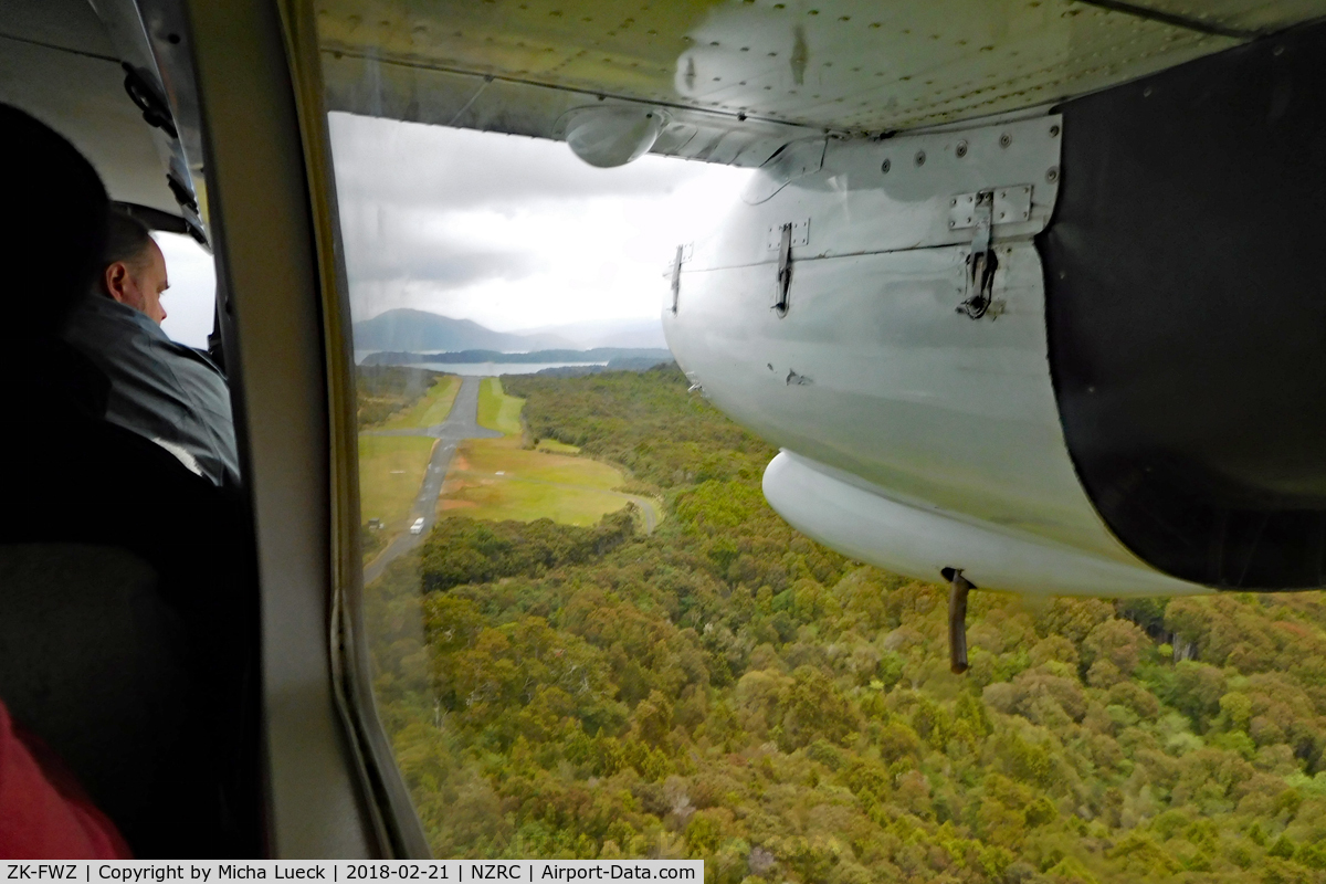 ZK-FWZ, Britten-Norman BN-2A-26 Islander C/N 52, On approach to the airstrip at Ryan's Creek (Stewart Island)