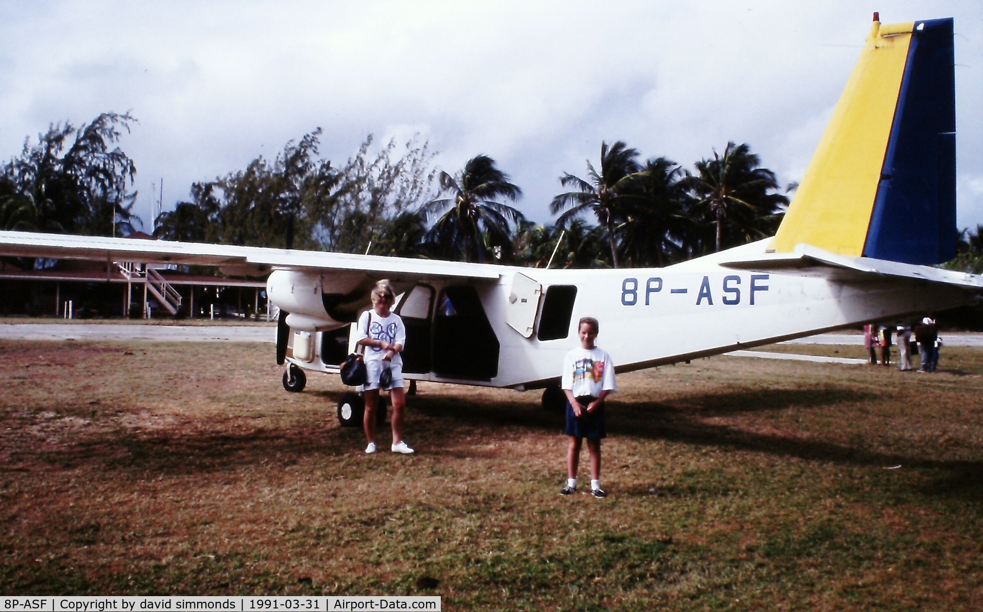 8P-ASF, 1976 Britten-Norman BN-2A Mk.III-2 Trislander C/N 1035, Taken in March 1991 on Union Island