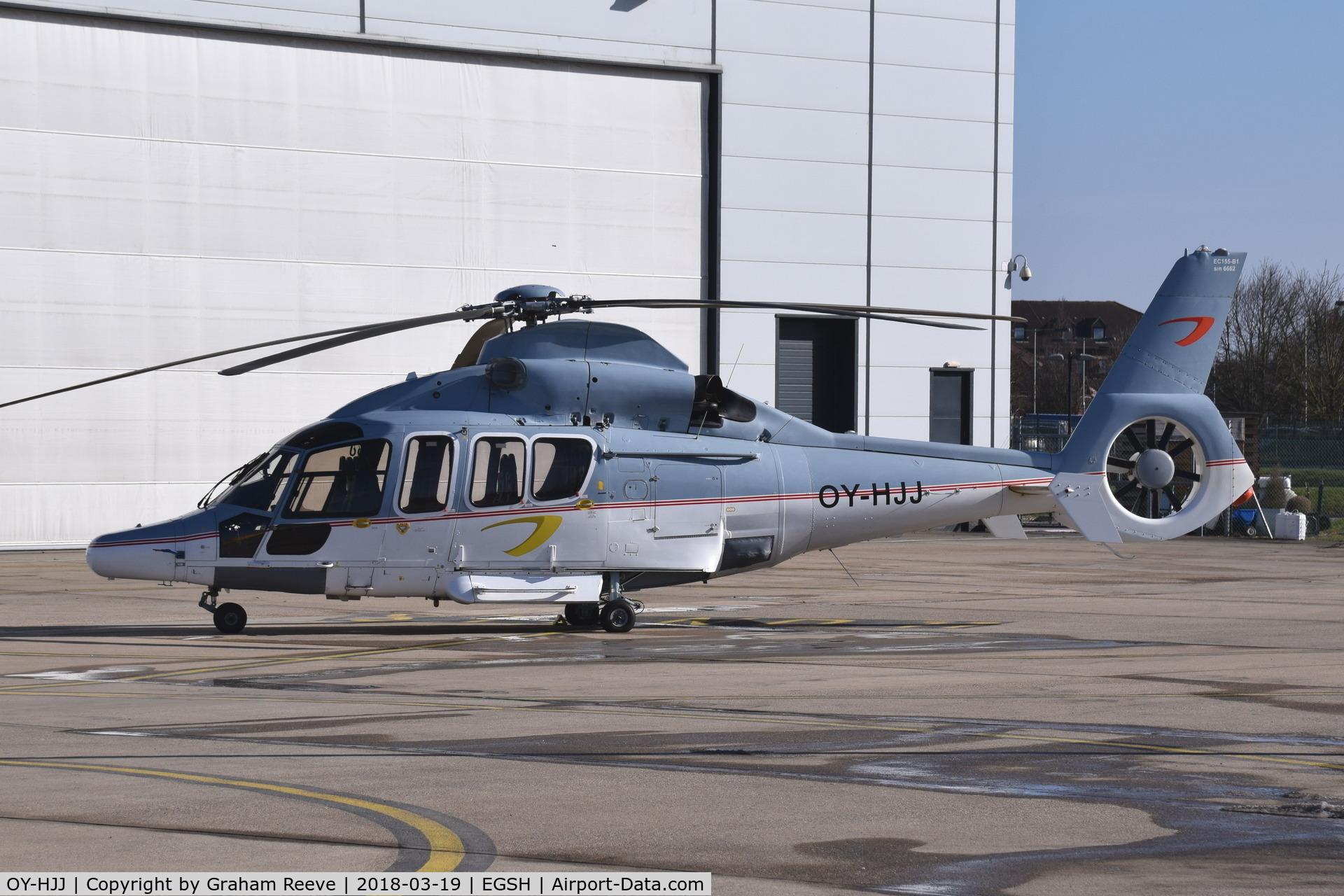 OY-HJJ, 2003 Eurocopter EC-155B-1 C/N 6662, Parked at Norwich with a change of 
